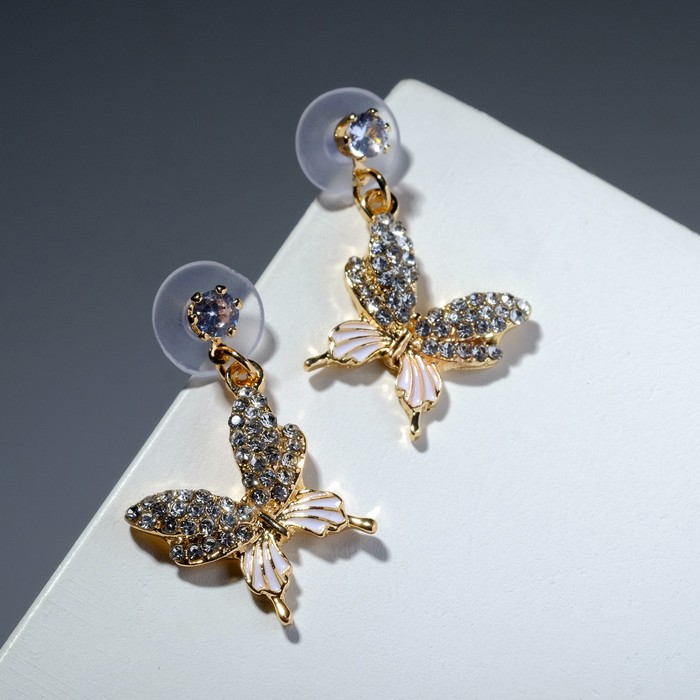 Серьги со стразами "Бабочки" парусник, цвет белый в золоте
Серьги со стразами "Бабочки" парусник, цвет белый в золоте
