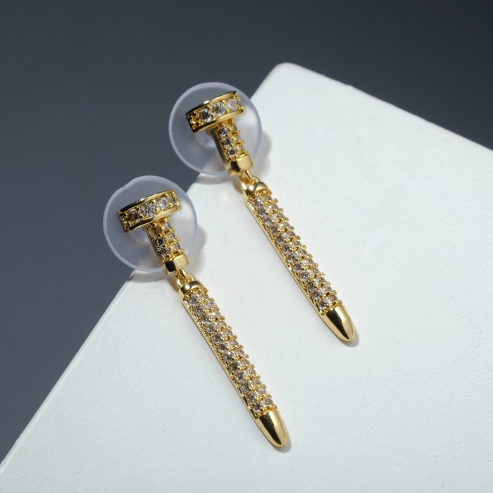 Серьги со стразами "Гвоздь" изогнутый, цвет белый в золоте
Серьги со стразами "Гвоздь" изогнутый, цвет белый в золоте