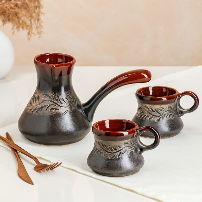 Кофейный набор "Тёмный", резка, 3 предмета, турка 0.6 л, чашки 0.2 л
Кофейный набор "Тёмный", резка, 3 предмета, турка 0.6 л, чашки 0.2 л