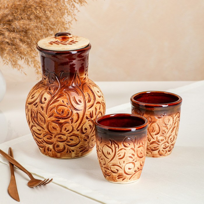 Набор для напитков "Славянский", 3 предмета, кувшин 1.3 л, стакан 0.3 л 
Набор для напитков "Славянский", 3 предмета, кувшин 1.3 л, стакан 0.3 л