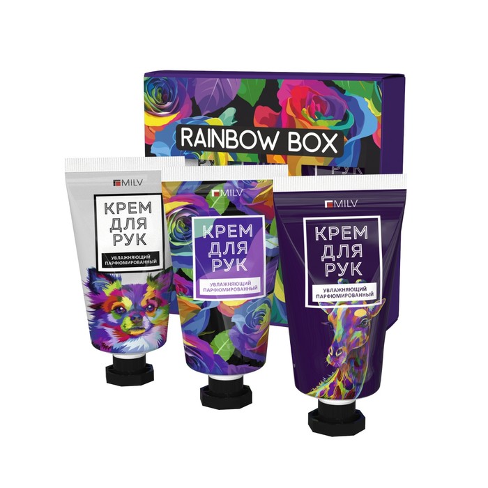 Набор увлажняющих кремов для рук Milv, Rainbow box, 3 шт., 40 мл
Набор увлажняющих кремов для рук Milv, Rainbow box, 3 шт., 40 мл