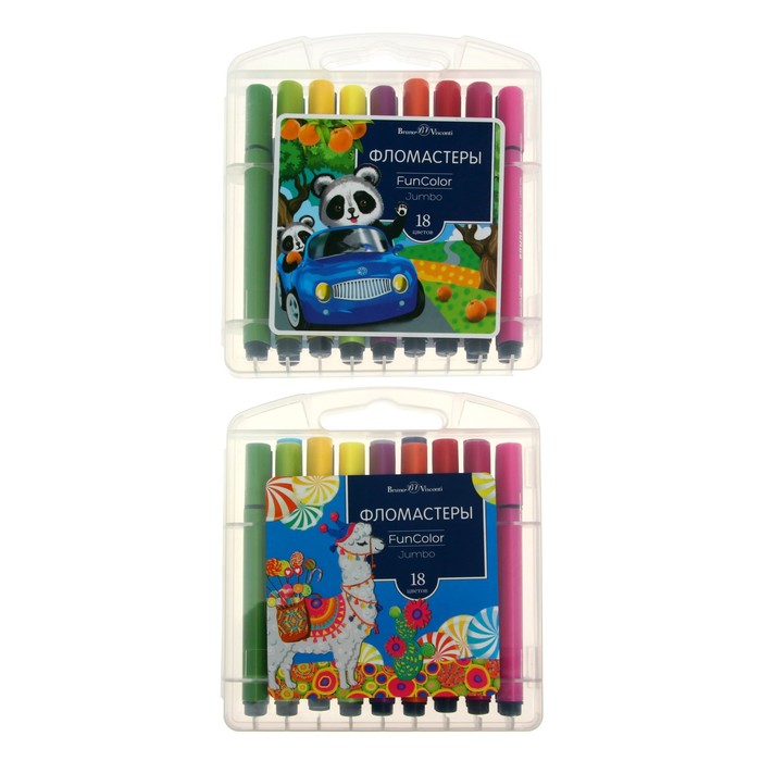 Фломастеры утолщенные 18 цветов BrunoVisconti FunColor Jumbo, трехгранные, в пластиковом пенале, пигментные чернила на водной основе, МИКС
Фломастеры утолщенные 18 цветов BrunoVisconti FunColor Jumbo, трехгранные, в пластиковом пенале, пигментные чернила на водной основе, МИКС