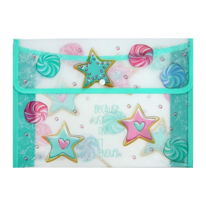 Папка-конверт на кнопке с окантовкой А4, 400 мкм, "Сладкое настроение. Звёздочки", пластик, МИКС
Папка-конверт на кнопке с окантовкой А4, 400 мкм, "Сладкое настроение. Звёздочки", пластик, МИКС