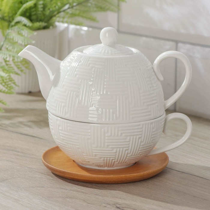 фото Набор чайный «эстет», 2 предмета: чайник 350 мл, чашка 200 мл