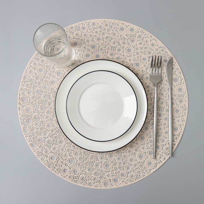 Салфетка сервировочная на стол «Пузырьки», d=38 см, цвет бежевый 
Салфетка сервировочная на стол «Пузырьки», d=38 см, цвет бежевый