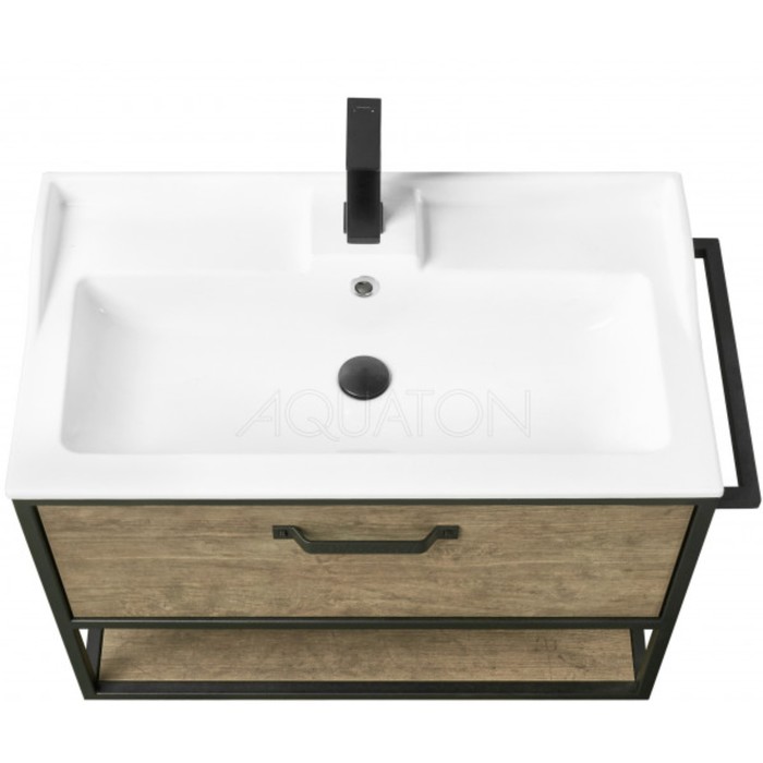 фото Тумба под раковину aquaton «лофт фабрик 80» цвет дуб кантри