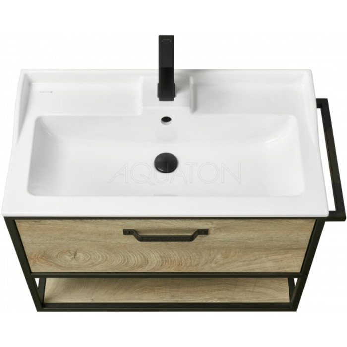 фото Тумба под раковину aquaton «лофт фабрик 80» цвет дуб эндгрейн