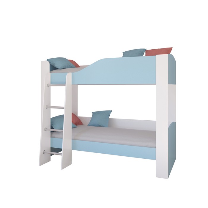 фото Детская двухъярусная кровать «астра 2», без ящика, цвет белый / голубой