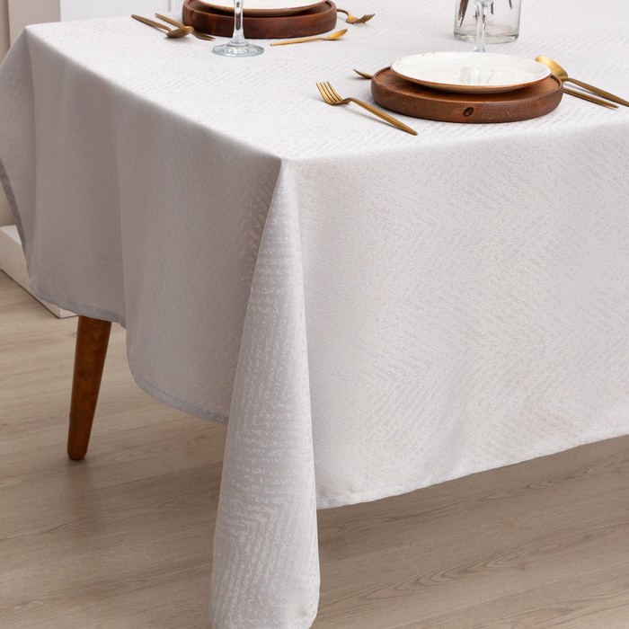 фото Скатерть этель "зигзаг" цв.серебро, 142*220 +/-3 см, 115 ±10 гр,100%