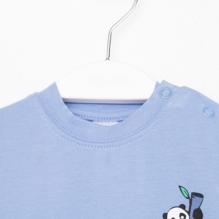 фото Лонгслив детский, цвет голубой/панда, рост 62 см bonito kids