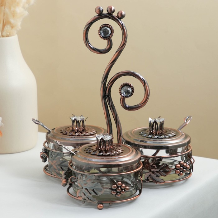 фото Набор емкостей для специй 3 шт "лоза", с ложками 21х21х24 см