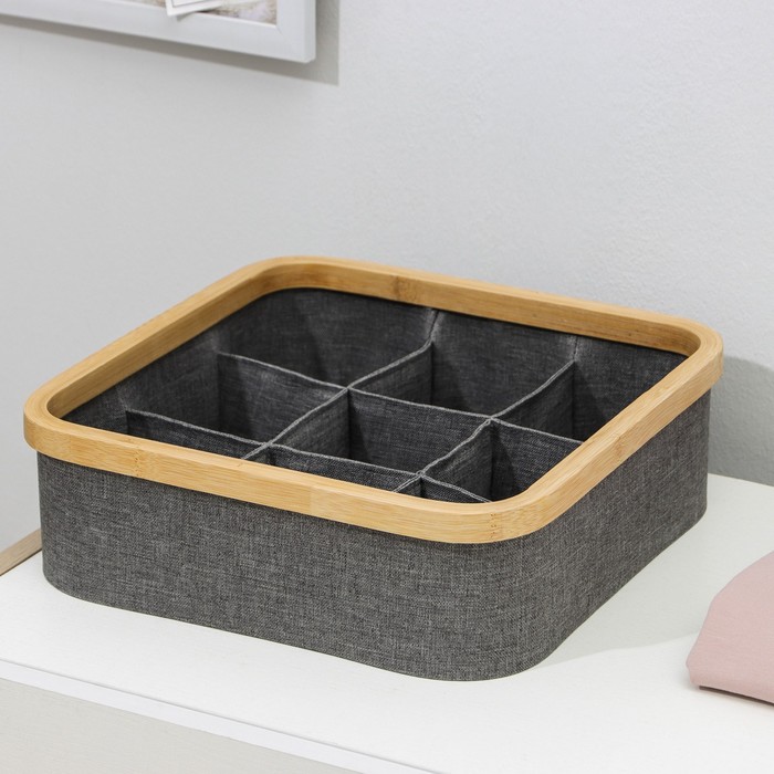 фото Органайзер для хранения белья доляна «лофт», 9 отделений, 30×30×8,5 см, цвет серый