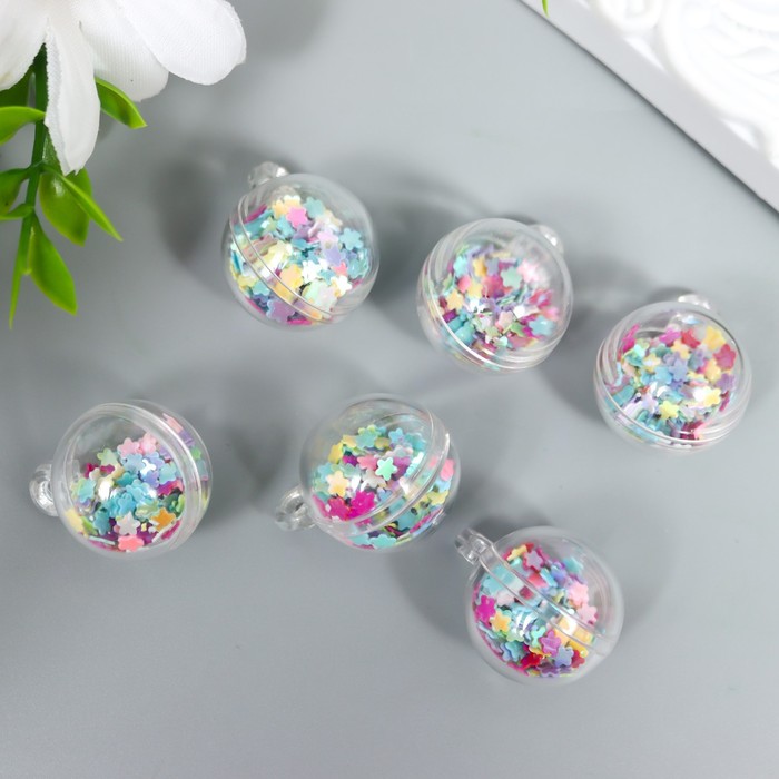 фото Подвеска для творчества пластик "шар - цветочки" 2,5х2 см арт узор