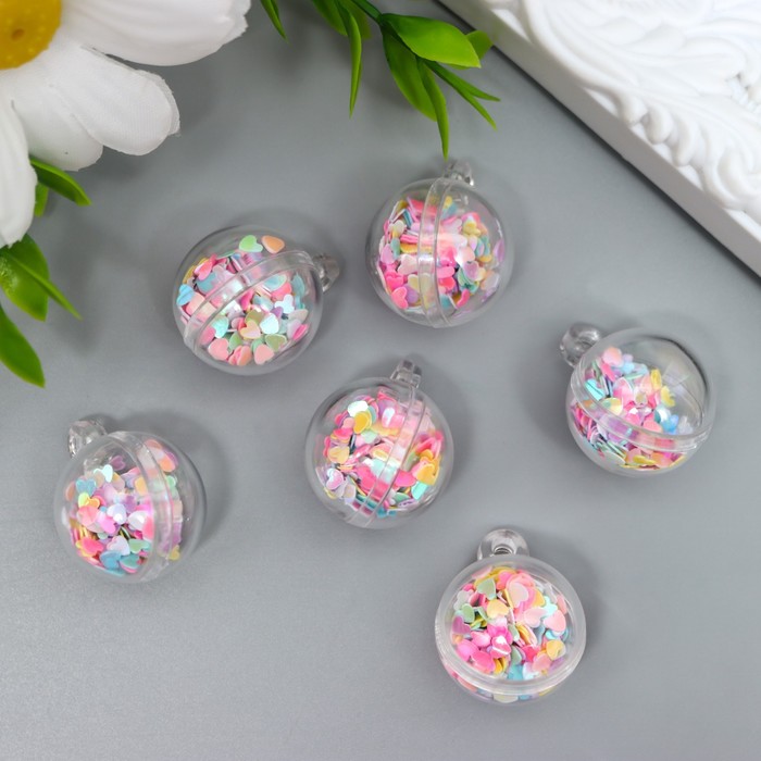 фото Подвеска для творчества пластик "шар - сердцечки" 2,5х2 см арт узор