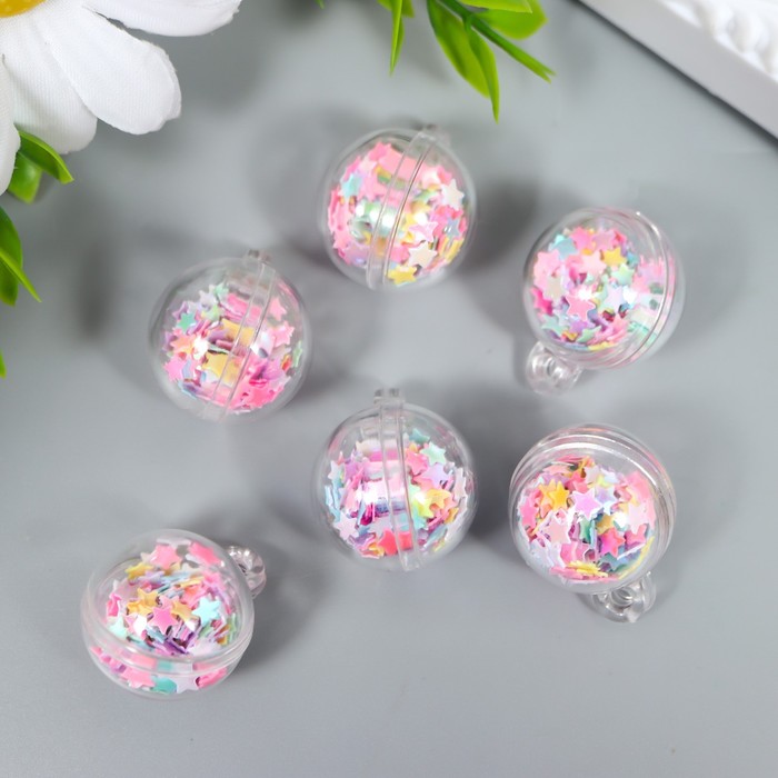 фото Подвеска для творчества пластик "шар - звёздочки" 2,5х2 см арт узор