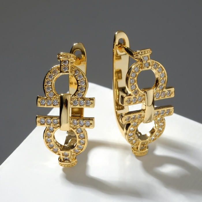 фото Серьги со стразами "богема" крепление, цвет белый в золоте