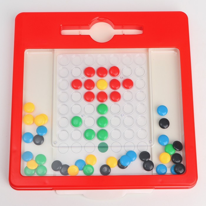 фото Планшет-мозаика магнитный для рисования «пуговки», 49 ячеек, с карточками шаблонами фиксики