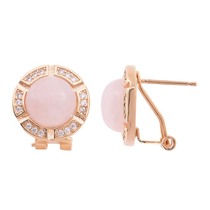 Серьги с розовым кварцем "Луна", позолота с родированием 
Серьги с розовым кварцем "Луна", позолота с родированием