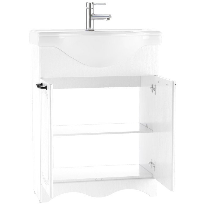 фото Тумба для ванной комнаты "rich" белое дерево под раковину "классика 65" домино