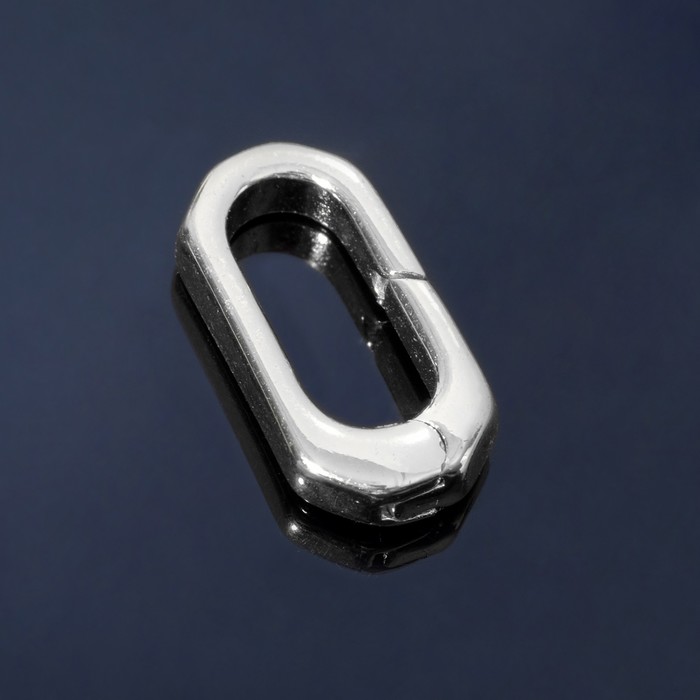 фото Замок родированный "карабин" прямоугольник, 16*7мм, цвет серебро