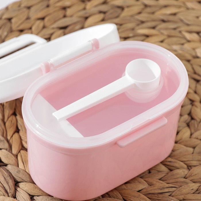 фото Банка пластиковая для сыпучих продуктов «удовольствие», овальная, с ложкой, 13,5×9,5×8,5 см, цвет микс