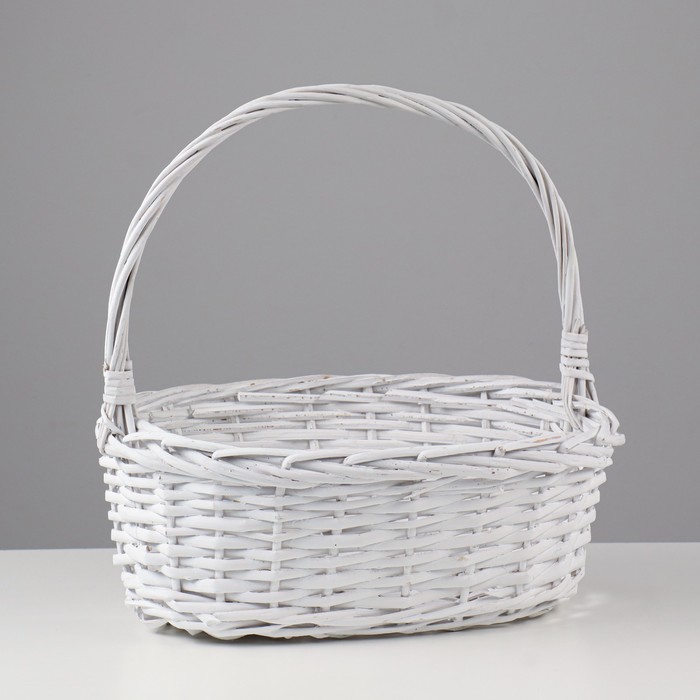 фото Корзина плетеная (ива), 33x24,5x13/33 см, 1 шт., белый