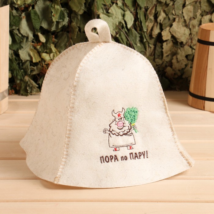 фото Шапка для бани "пора по пару" овечья шерсть