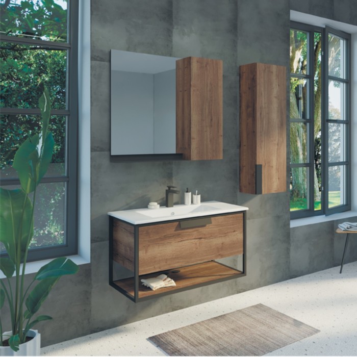 фото Тумба-умывальник comforty «бонн-90» цвет дуб темный, с раковиной quadro 90