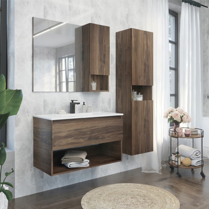 фото Тумба-умывальник comforty «бордо-90» цвет дуб темно-коричневый, с раковиной quadro 90