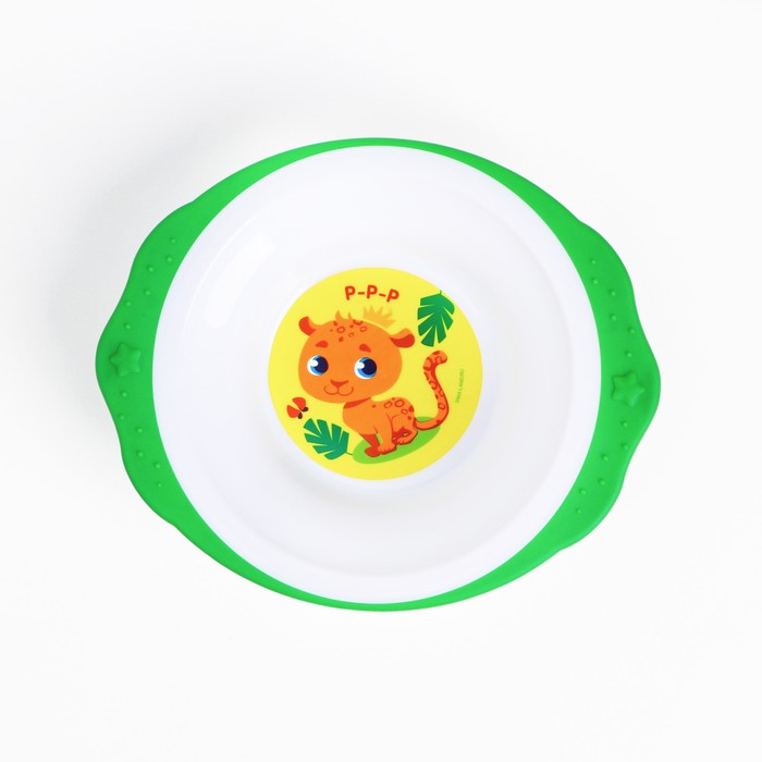 фото Набор детской посуды «леопард», тарелка на присоске 250мл, вилка, ложка mum&baby