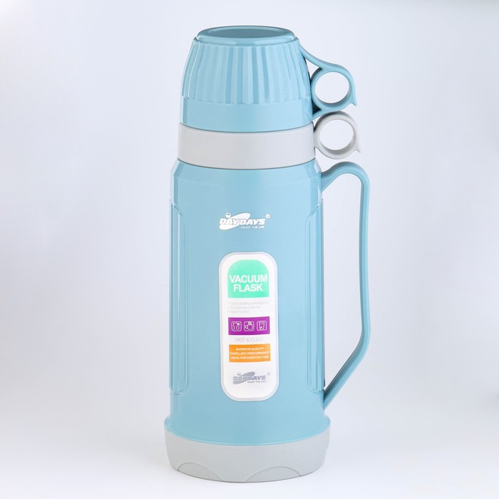 фото Термос 1 л, со стеклянной колбой, сохраняет тепло 12 ч, с кружкой, микс take it easy