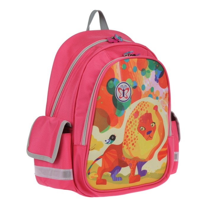 фото 5-851 рюкзак школьный, 2 отдела на молнии, цвет розовый 41х31х13,5см alliance for kids