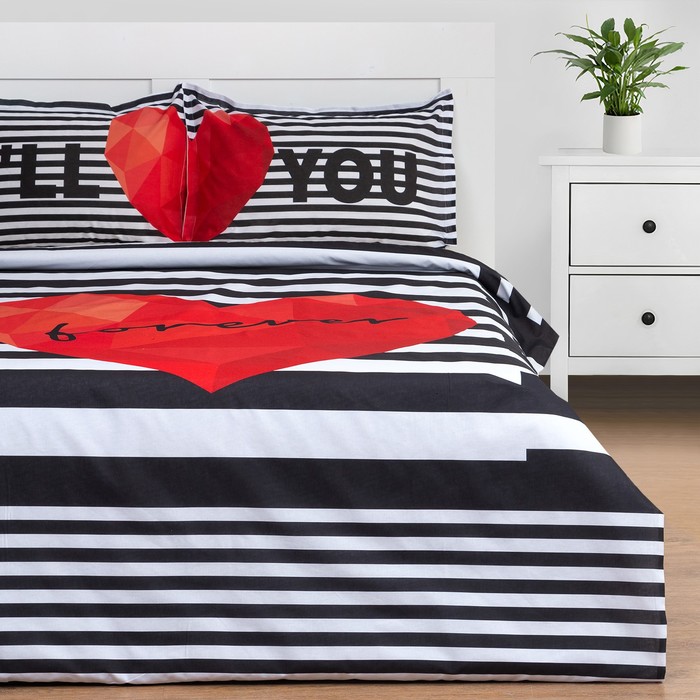Комплект: пододеяльник и 2 наволочки Love Forever 143*215 см, 50*70+3 см - 2 шт, 100% хлопок
Комплект: пододеяльник и 2 наволочки Love Forever 143*215 см, 50*70+3 см - 2 шт, 100% хлопок