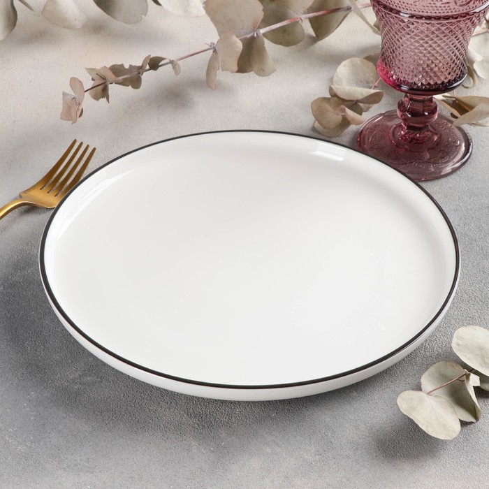 фото Тарелка фарфоровая с бортиком «фронтьер», d=25 см, цвет белый