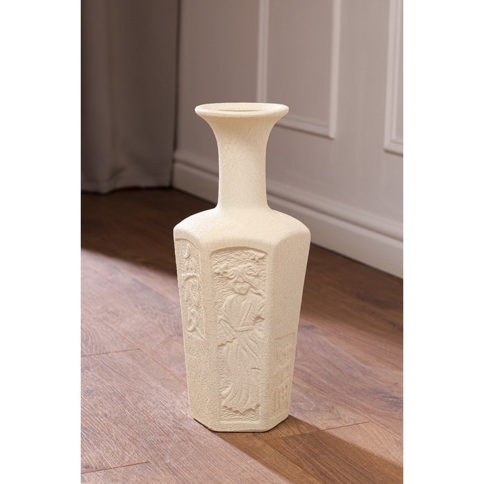 фото Ваза керамическая "бутылка", напольная, кожа, белая, 40 см керамика ручной работы