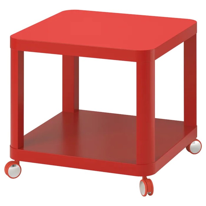 фото Стол приставной на колесиках тингби, размер 50x50 см, цвет красный ikea