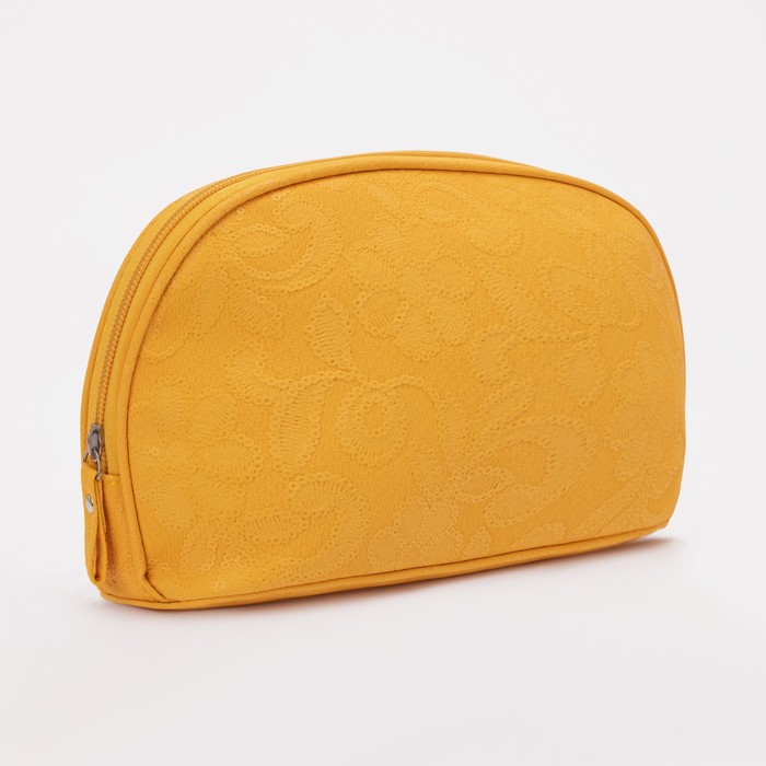 фото Косметичка простая l-б/н цветы п/ов, 24*8*14, отд на молнии, желтый