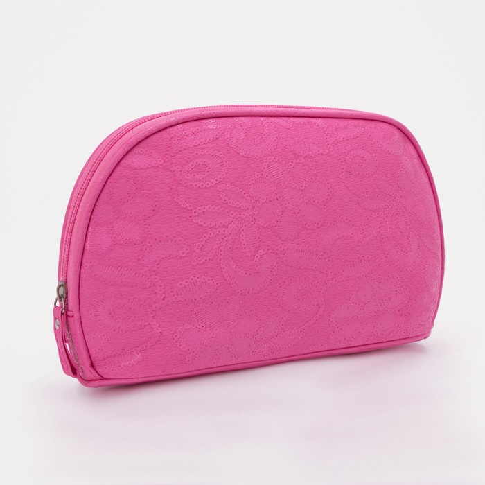 фото Косметичка простая l-б/н цветы п/ов, 24*8*14, отд на молнии, малиновый