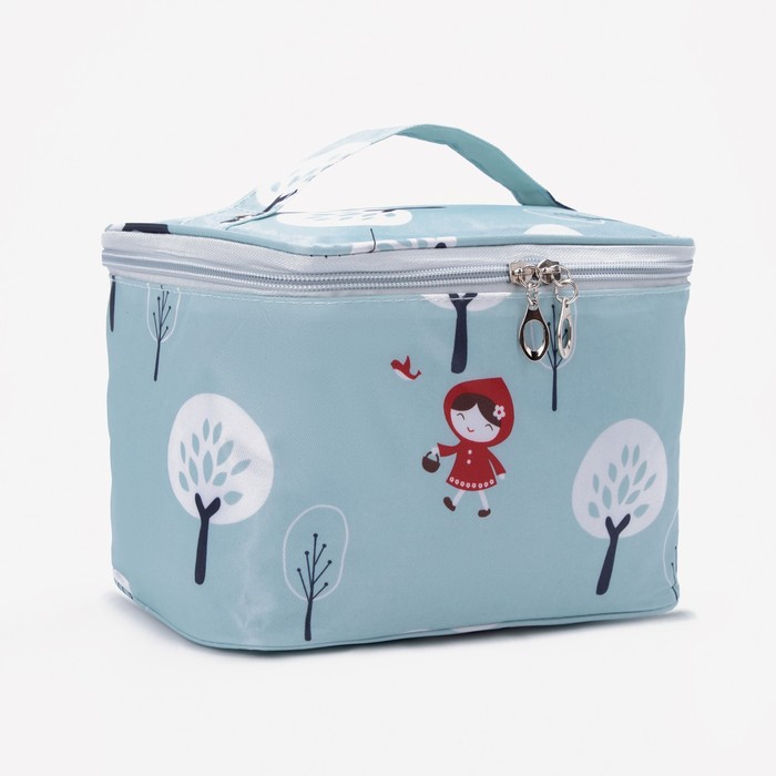 фото Косметичка-сундук l-б/н, 21*15*14, отд на молнии, голубой