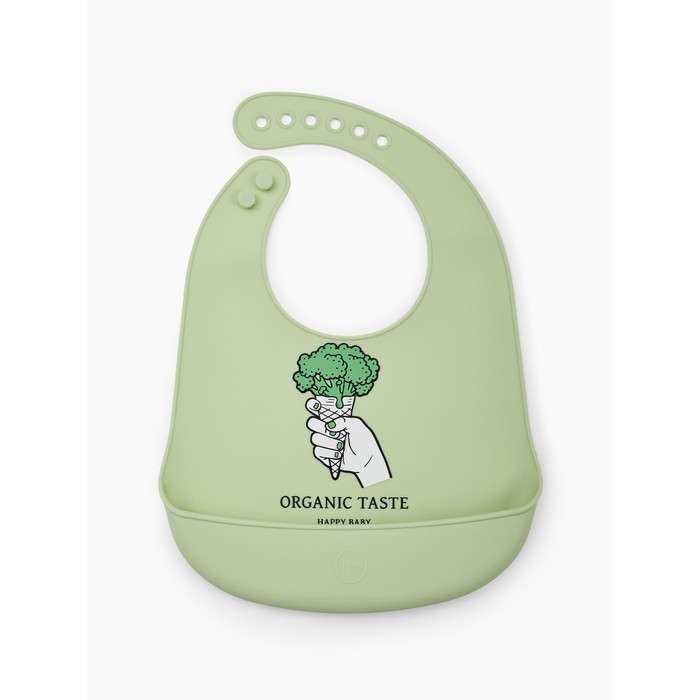 фото Нагрудник для детей, материал силикон, цвет зеленый happy baby