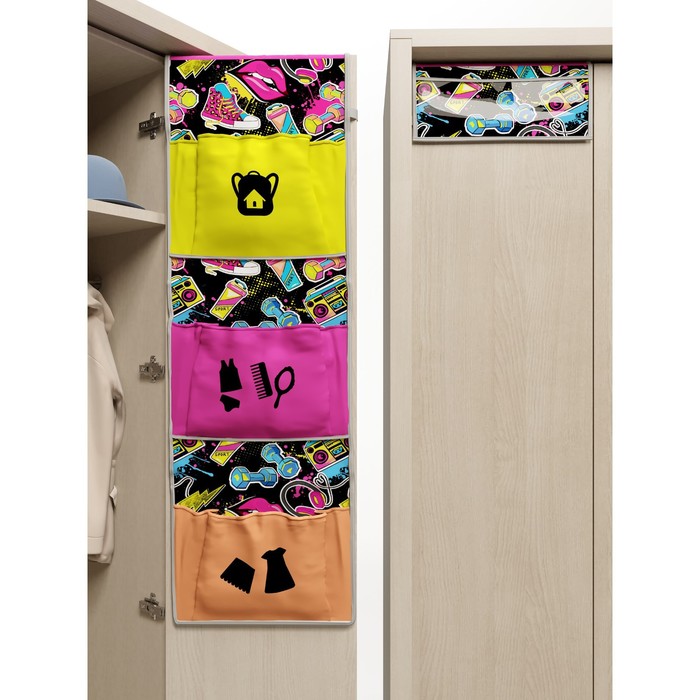 фото Органайзер «котозавр» детский с клапаном, 92х27х15 см, цвет розовый