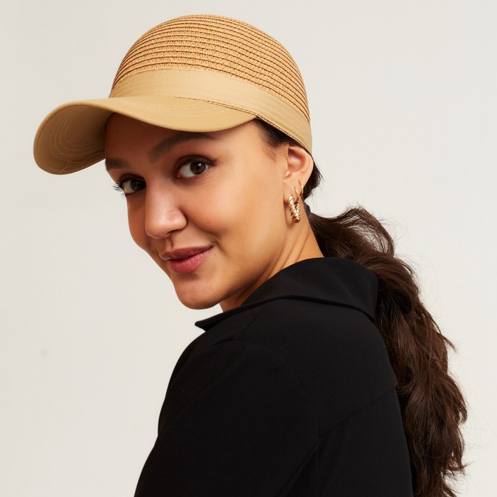 фото Кепка женская плетеная minaku цвет коричневый, размер 56-58