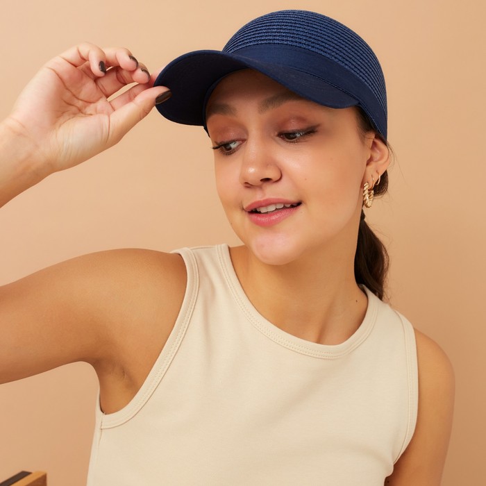 фото Кепка женская плетеная minaku цвет тёмно-синий, размер 56-58