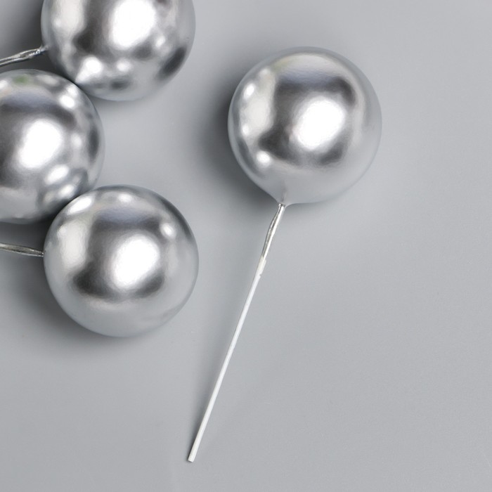 фото Тычинки для цветов "шарик серебряный" d=3 см