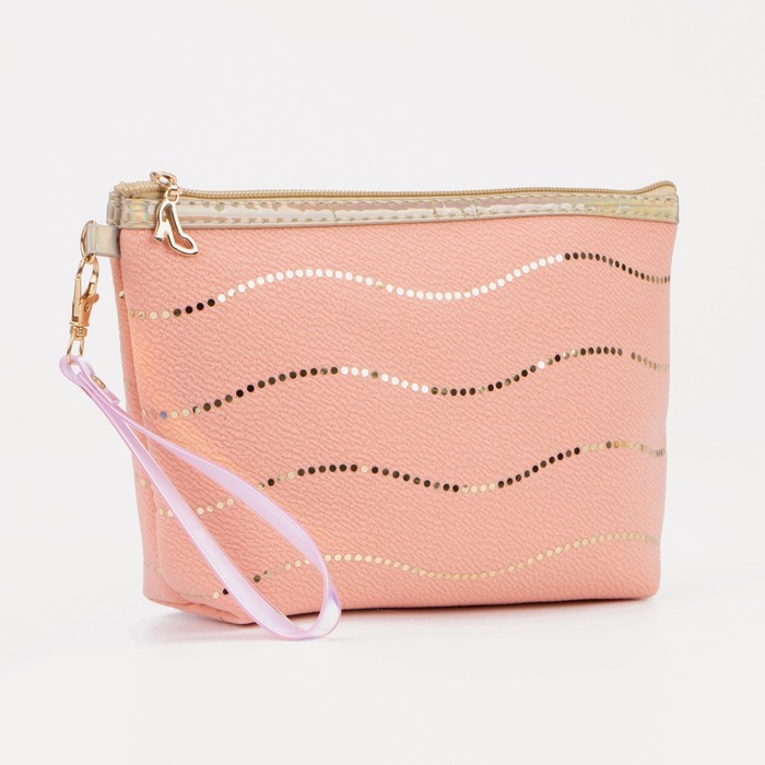 фото Косметичка на молнии, цвет коралловый