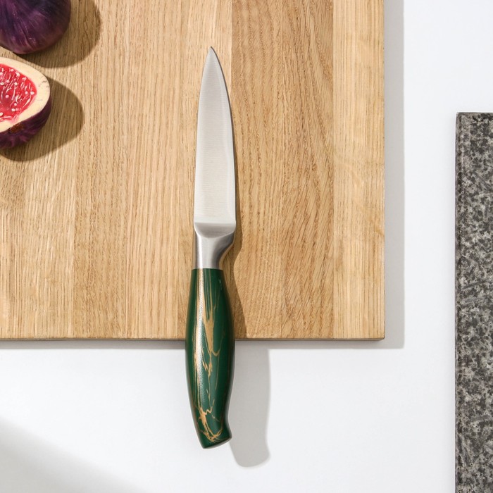 фото Нож для овощей доляна zeus, лезвие 9,5 см, цвет изумрудный