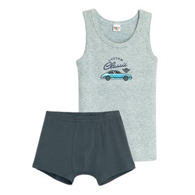 Комплект: майка и трусы-боксеры для мальчика, рост 86 см, цвет серый меланж/тёмный - серый 
Комплект: майка и трусы-боксеры для мальчика, рост 86 см, цвет серый меланж/тёмный - серый