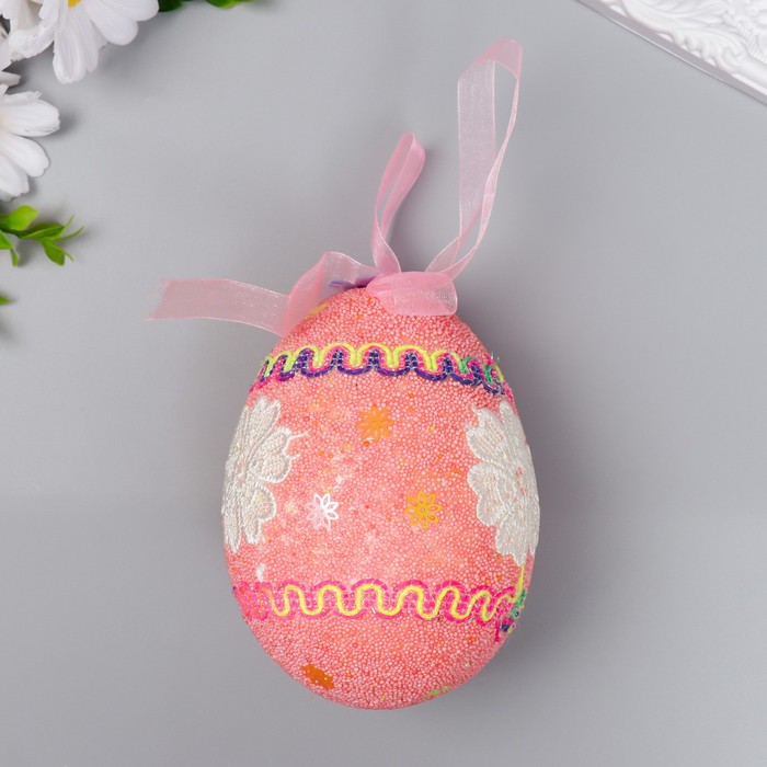 фото Декор пасхальный подвеска "яйцо - посыпка, пчёлка" микс 13 см