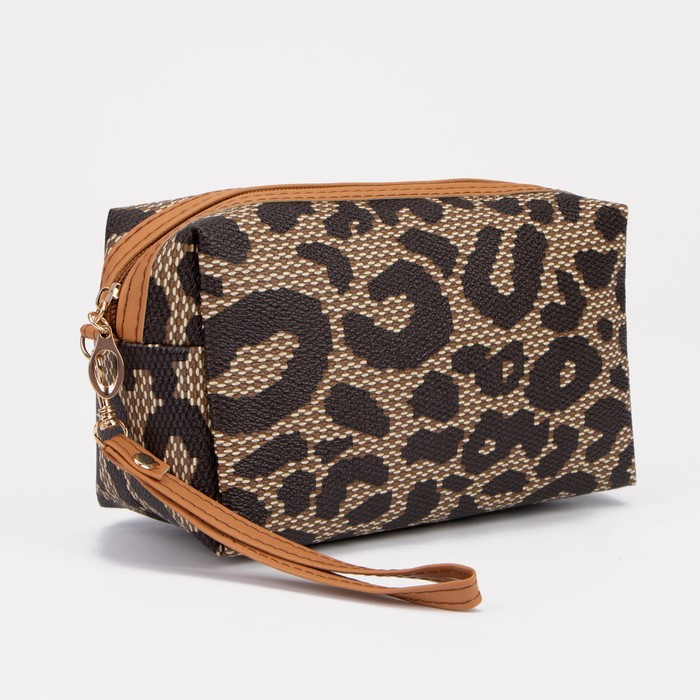 фото Косметичка дорожная, отдел на молнии, цвет коричневый