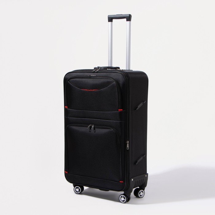 фото Чемодан большой 28", отдел на молнии, 2 наружных кармана, кодовый замок, цвет чёрный